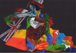The European Flagdress, 2005, 42 x 29,5 cm, coloured pencil on inkjet print, mounted on cardboard