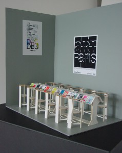 REDESIGN WORKERS CLUB, 2008 / interior model of the reading room, laser cutted miniature furniture