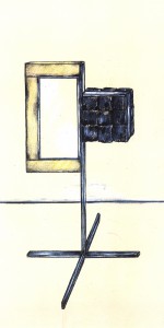 COBBLE, IRON AND GLAS, 1989 / hand drawing, design for a sculpture object
